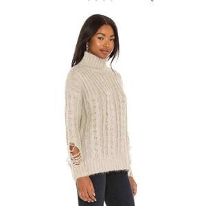NEW Revolve SUPERDOWN Corbin Distressed Sweater Top‎ Gray XS Destructed Ripped